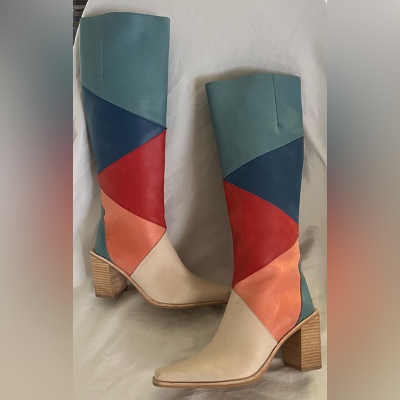 Jeffrey. Campbell RARE PATCHWORK CALIMITY KNEE HIGH HEEL BOOTS 8 HOT! - Picture 15 of 15